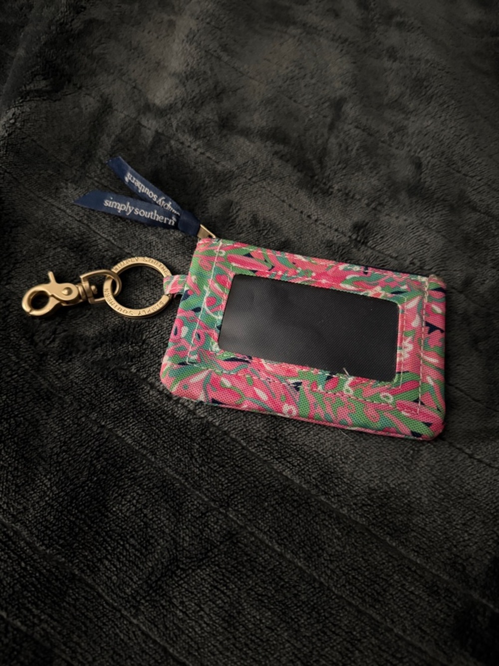 Simply Southern Pink and Green Floral ID Wallet Keychain